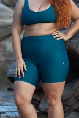 Inaska Inaska Damen vegan Shorts Hohe Taille Chill Petrol, Teal, – Produktbild 2 von 2