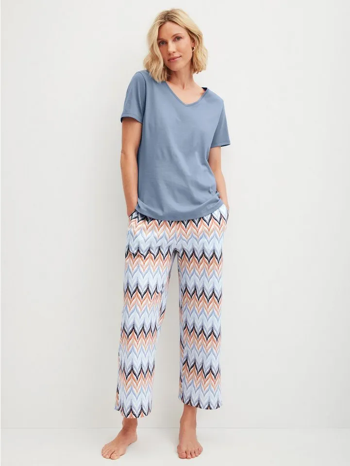 CALIDA CALIDA Pyjamahose Favourites Tiles Damen (1-tlg) glatt, weich und luftig, Blau, – Produktbild 4 von 5