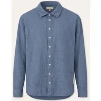 NORDLICHT NORDLICHT Herren Musselin Hemd Lias aus 100% Bio-Baumwolle, Blau, – Produktbild 1 von 1