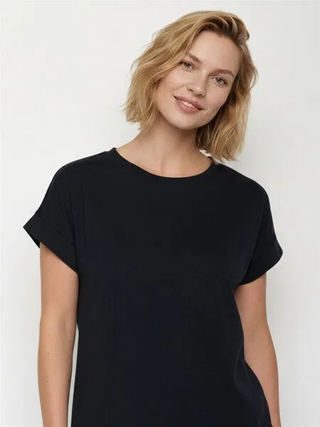 GreenBomb GREENBOMB Basic Loony - Sportliches T-Shirt aus Bio-Baumwolle mit Rollup Sleeve / GOTS / Fair & Vegan, Schwarz (schwarz), – Produktbild 2 von 4