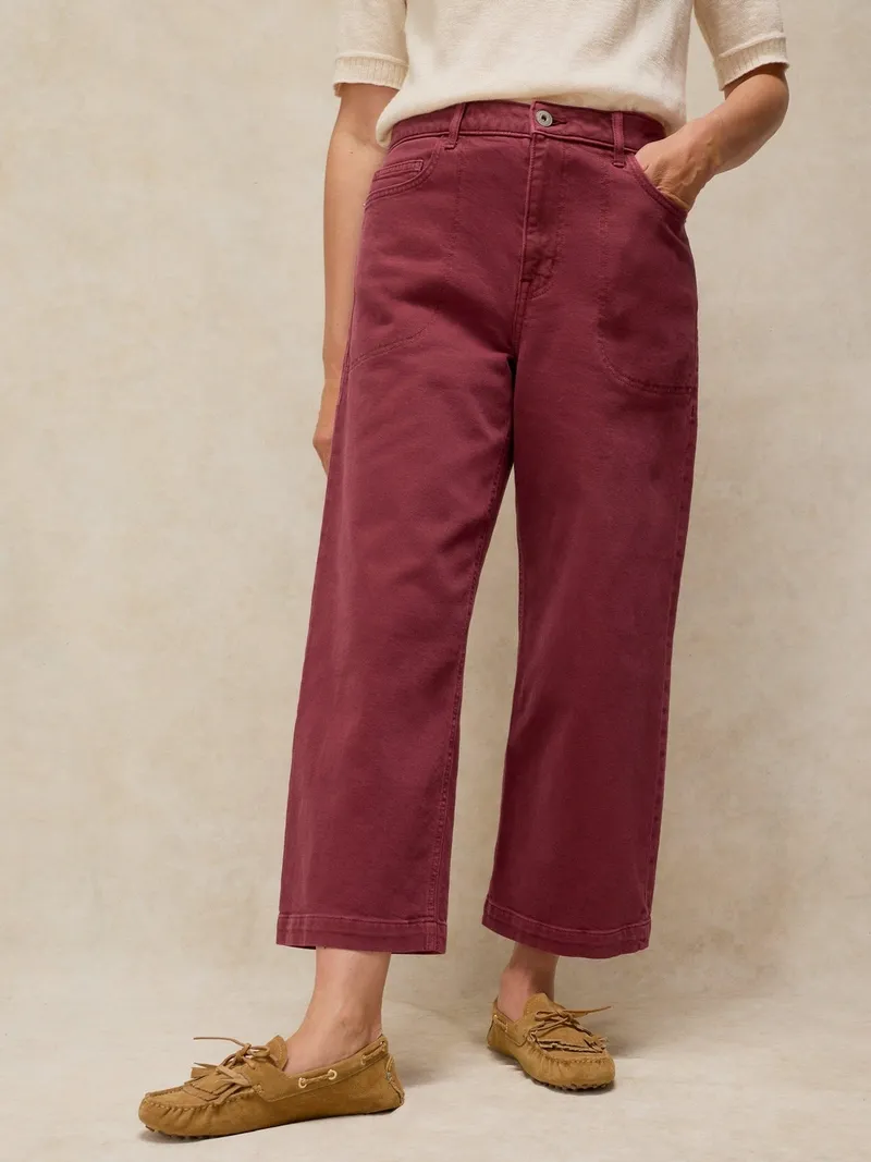 White Stuff 7/8-Jeans Tia mit weitem Bein - 40/R, Dunkelpflaume, – Produktbild 2 von 4