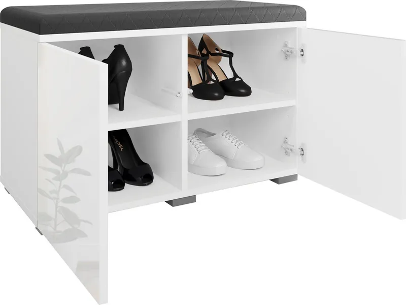 OTTO home Sitzbank Paris (inkl. Sitzkissen), moderne Truhenbank B/T/H 70x35x45, Flurbank mit Sitz aus Kunstleder, Weiß, – Produktbild 4 von 5