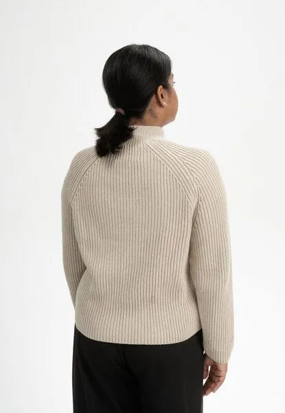 MELA Rippstrick Stehkragenpullover ANALAH | von MELA | Fairtrade & GOTS zertifiziert, Kiesel melange, – Produktbild 2 von 4