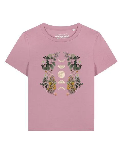 watapparel watapparel T-Shirt Frauen Moonphases & Flowers, Lilac dream, – Produktbild 1 von 2