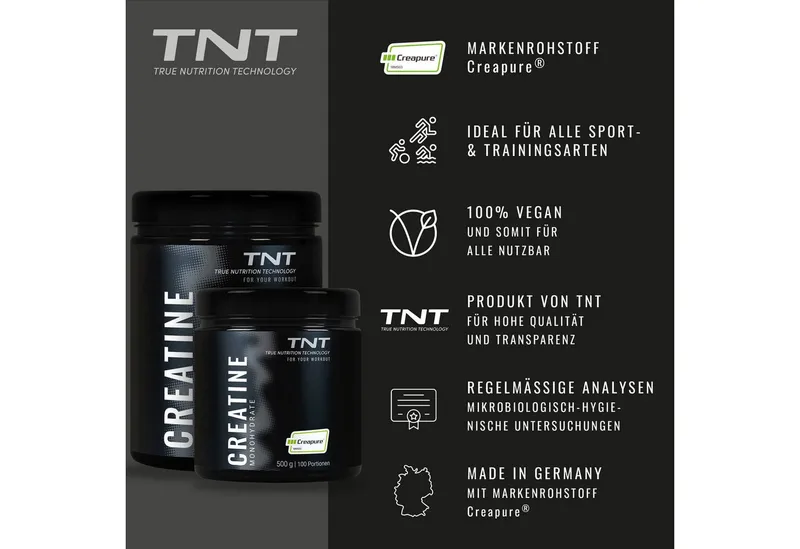 TNT (True Nutrition Technology) Creatine Monohydrate Creapure® Pulver, 500 g – Produktbild 5 von 5