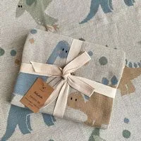 nidito nidito Bio Babydecke Baumwolle Dinosaurier - 80x100 cm - 100% Bio-Baumwolle - Beige Blau Mint – Produktbild 1 von 1