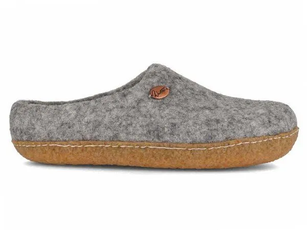 WoolFit WoolFit Barfuß-Hausschuhe handgemacht mit Naturgummisohle für Damen und Herren, Steingrau, – Produktbild 2 von 4