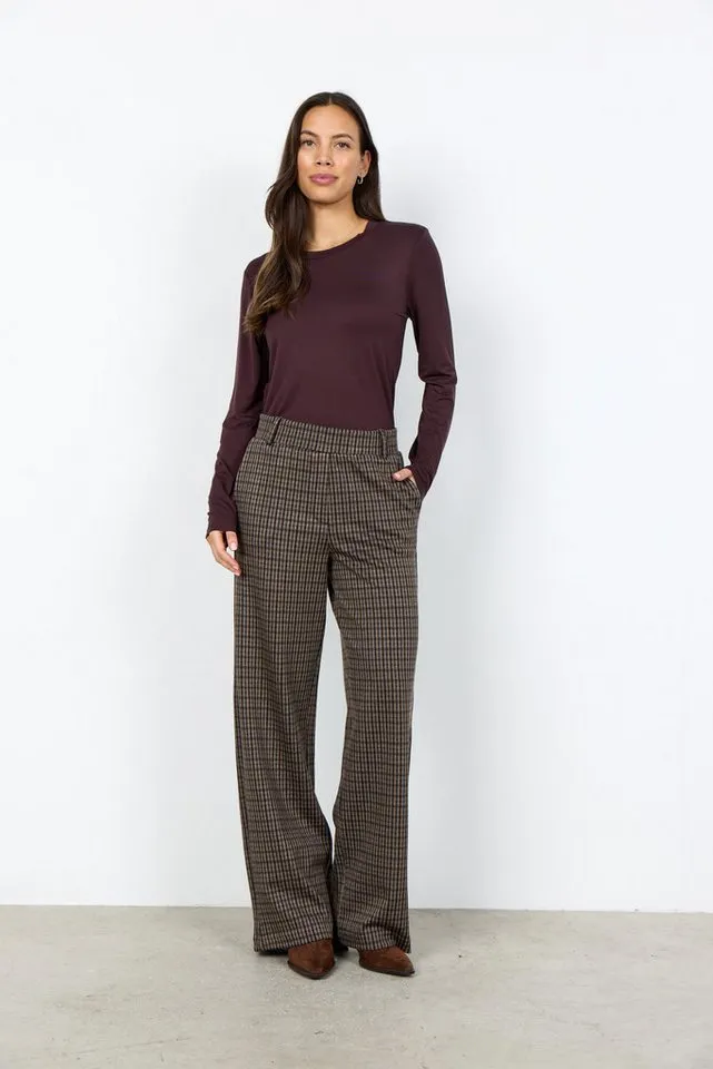 soyaconcept Palazzohose - Elegante Hose mit weitem Bein und Karomuster für Damen, Braun, – Produktbild 2 von 4
