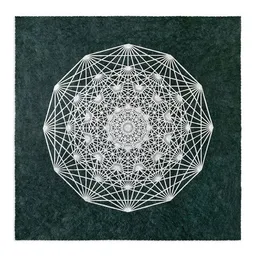 Veskor Cassiopeia Veskor Cassiopeia DEMIHEPTERAKT Heilige Geometrie Linoldruck | 40 × 40 cm | Silber auf Smaragdgrün – Produktbild 1 von 1