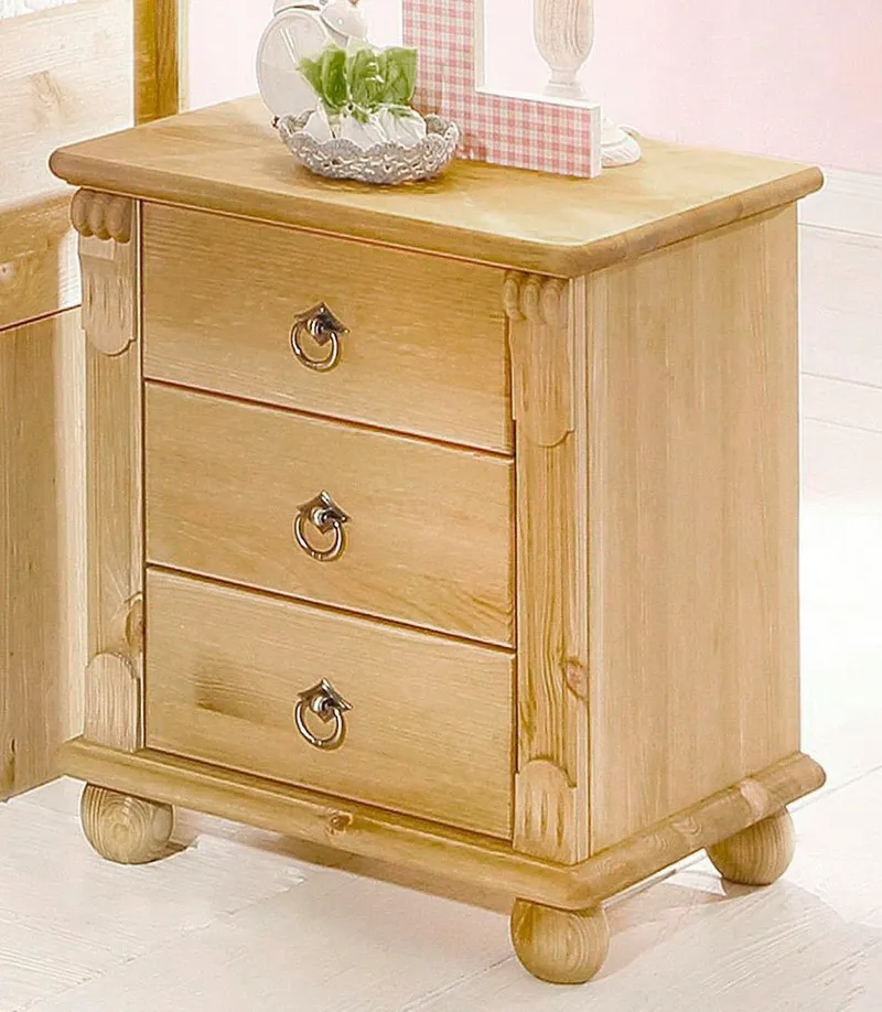 OTTO home Nachtkommode Tessin, aus massiver FSC®-zertifizierter Kiefer, mit 3 Schubladen, Beige, – Produktbild 3 von 5