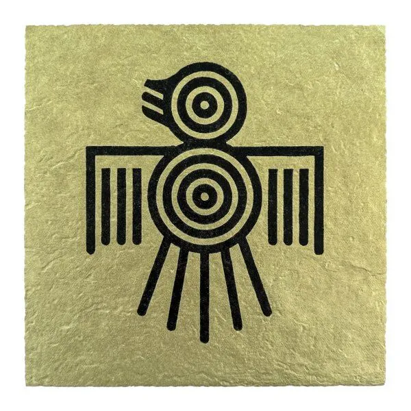 Veskor Cassiopeia Veskor Cassiopeia QUETZAL Linoldruck | 22 × 22 cm | Schwarz auf Precious Gold – Produktbild 1 von 4