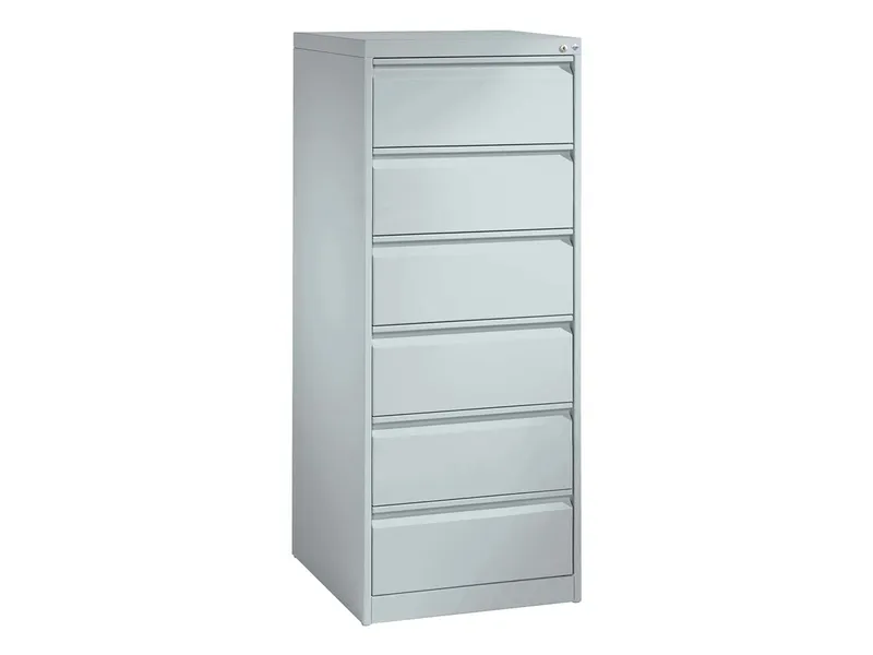 C+P C+P Karteikartenschrank zweibahnig, 6 Schubladen DIN A5 quer lichtgrau – Produktbild 2 von 3