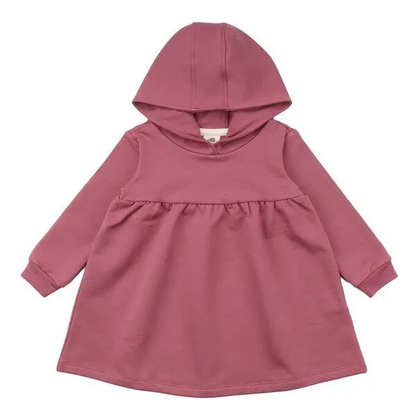Walkiddy Kinder Kleid GOTS zertifiziert – 95% Bio-Baumwolle, Rosa, Langarm mit Kapuze, 5% Elasthan, weich & bequem | Walkiddy – Produktbild 1 von 1