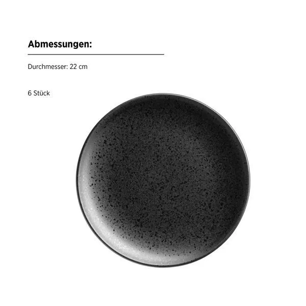 Mäser Mäser Essential Dessertteller-Set, Steinzeug, Schwarz, – Produktbild 3 von 4