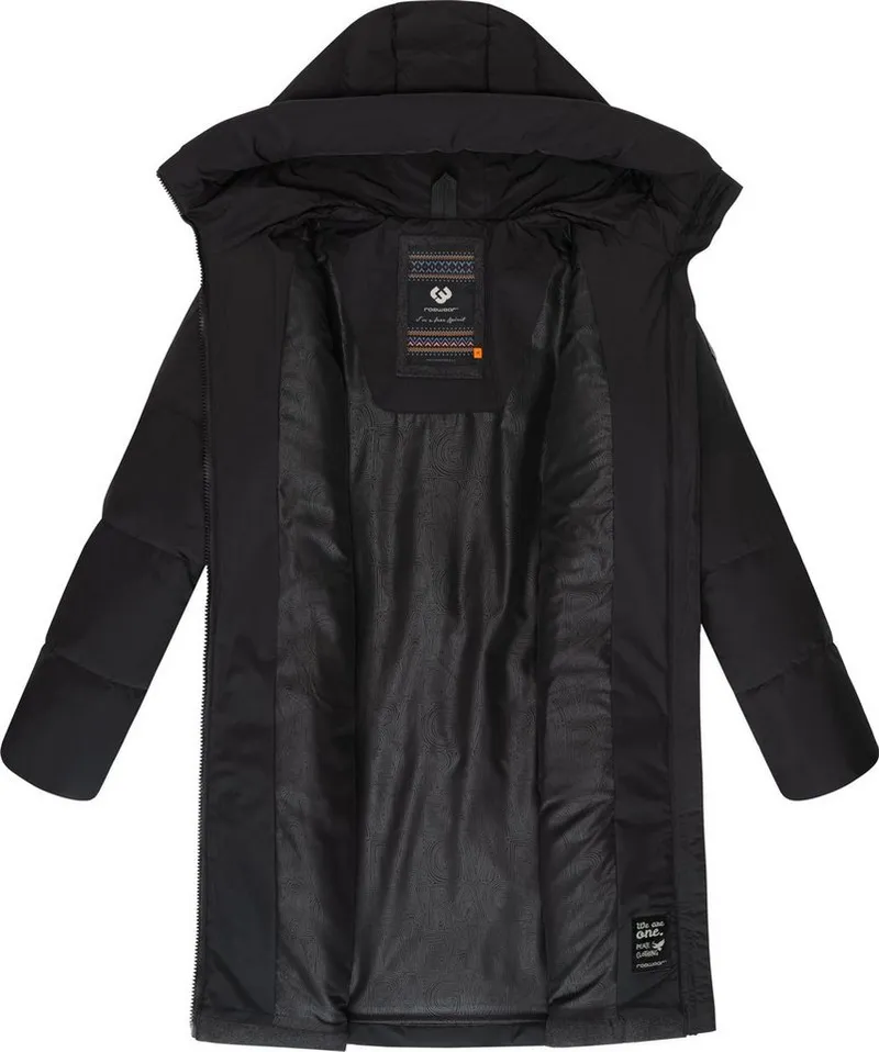 ragwear ragwear Wintermantel Jumana Damen Mantel aus modernem Materialmix mit Kapuze, Schwarz, – Produktbild 1 von 4