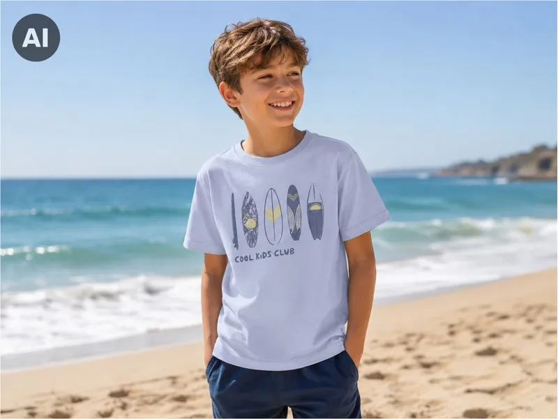 People Wear Organic People Wear Organic Kurzarm-Shirt hellblau Gr. 110/116, Blau, – Produktbild 3 von 3