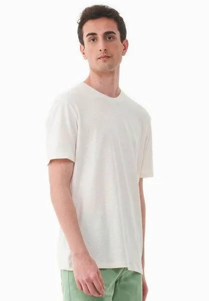 ORGANICATION ORGANICATION T-Shirt aus Bio-Baumwolle und Leinen, Off white, – Produktbild 3 von 4