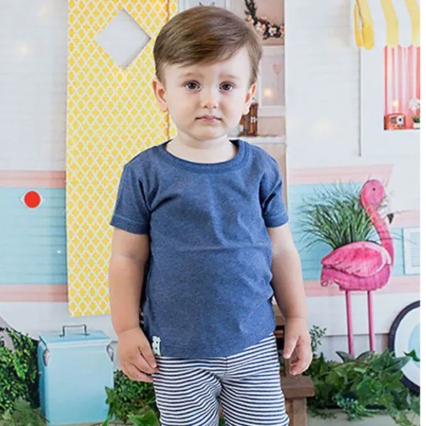 OrganicEra Baby S/S T-shirt 'OrganicEra' aus Bio-Baumwolle, Indigo melange (blau), – Produktbild 2 von 4