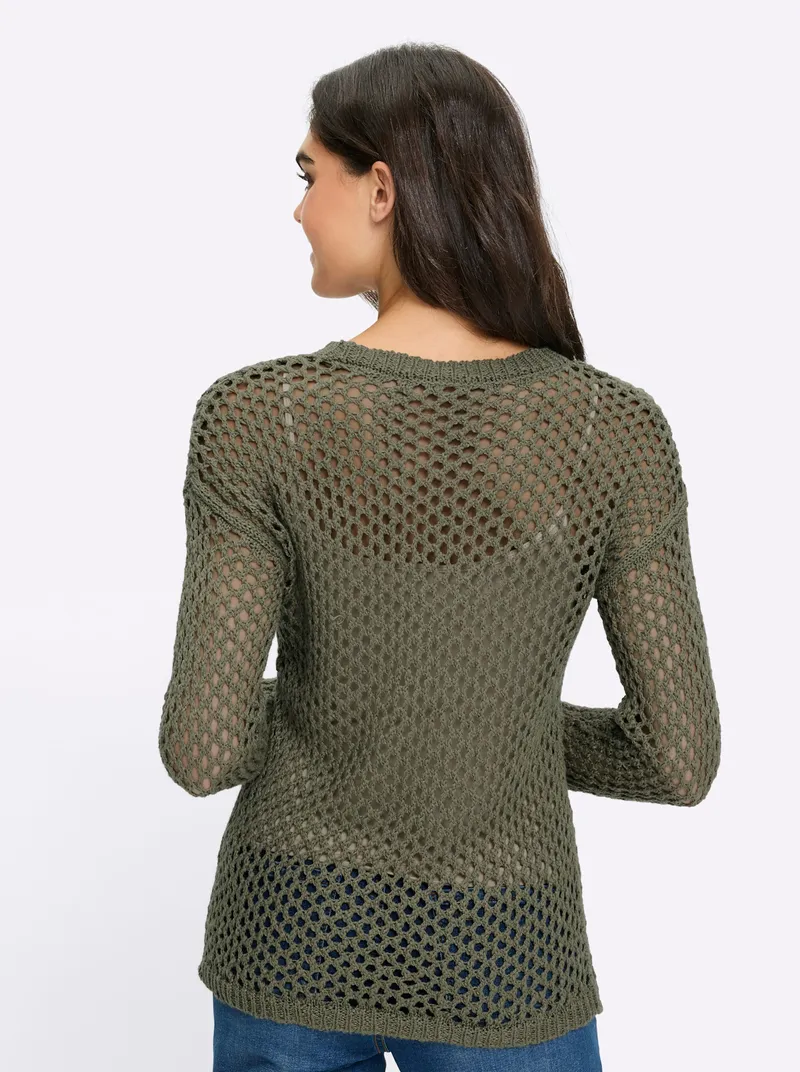 heine Ajourpullover khaki, Khaki, – Produktbild 2 von 2