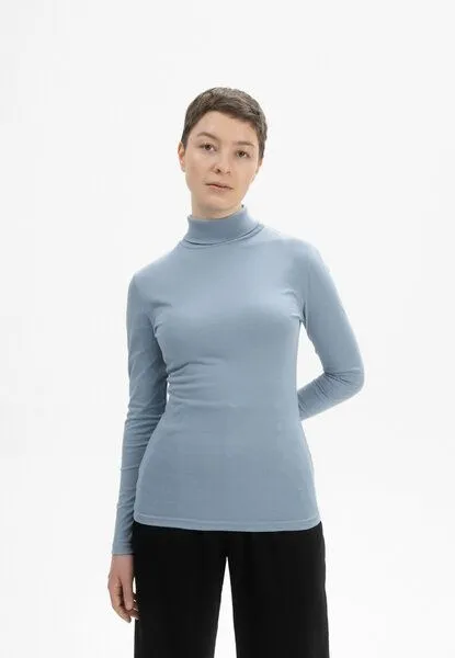 MELA MELA Turtleneck Shirt Style ANCHAL aus 100% Bio-Baumwolle, Dusk blue, – Produktbild 1 von 4