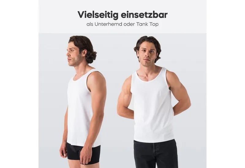 Barrio 13 Barrio 13 Tanktop Unterhemd Achselshirt für Herren (Packung, 3-tlg., 3er-Pack) Feinripp aus Baumwolle, Schwarz, – Produktbild 3 von 4