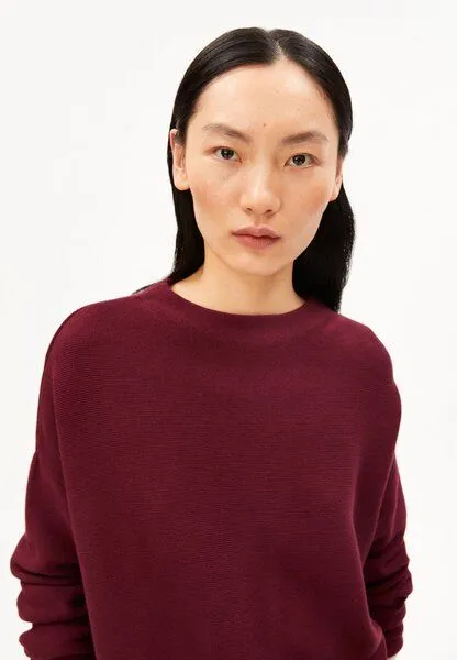 ARMEDANGELS ARMEDANGELS MERINAA LINKS LINKS Damen Strickpullover aus 100% Bio-Baumwolle, Velvet red, – Produktbild 4 von 5