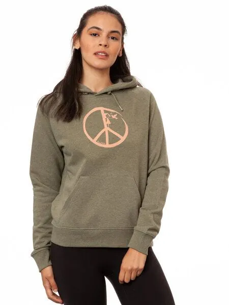 FellHerz FellHerz Damen Hoodie Peace heather khaki aus 85% Biobaumwolle und 15% recyceltem Polyester – Produktbild 4 von 4