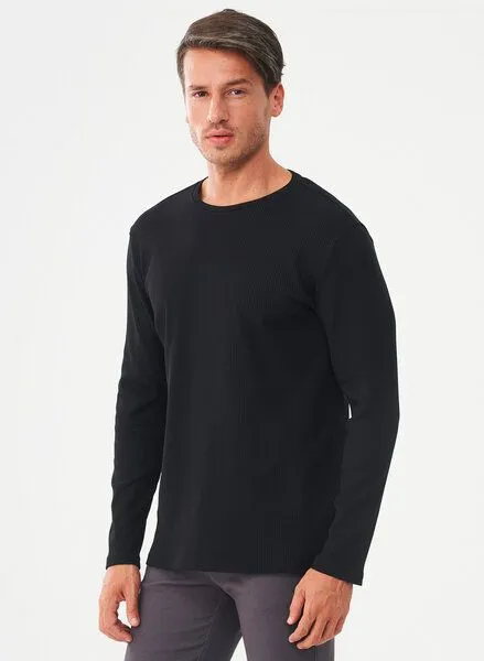 ORGANICATION ORGANICATION Geripptes Langarmshirt aus Bio-Baumwolle, Black, – Produktbild 3 von 4