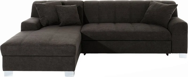 DOMO collection Ecksofa TURAH 239x152 cm, inkl. Zierkissen, moderne Steppung, mit Bettfunktion, Schlafsofa, Unser Dauertiefpreis, Grau, – Produktbild 7 von 8