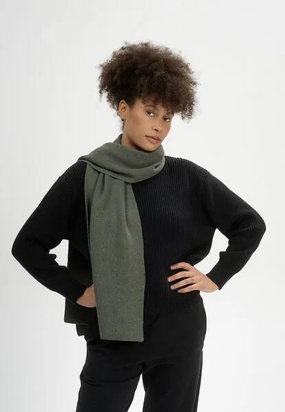 MELA MELA Jacquard Strick Schal Style ASMEE aus 100% Bio-Baumwolle, Grün melange, – Produktbild 2 von 4