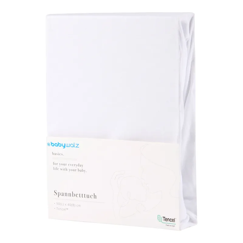 baby-walz Baby-Walz Basics Spannbetttuch TENCEL™ 40x90 cm, Weiss, – Produktbild 1 von 2