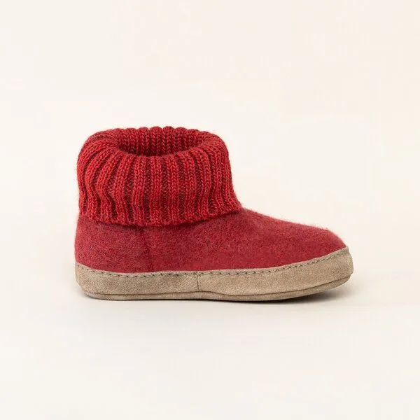 Gottstein Gottstein Kinder Hüttenschuh Alpine Boot LE - Aus reiner Bio-Schafwolle für Jungen & Mädchen mit Ledersohle, Rot, – Produktbild 3 von 4