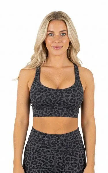 Yoga Hero Yoga Hero Sport BH Leopard ecoNYL mit herausnehmbaren Pads, Grau, – Produktbild 1 von 4