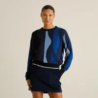 Dedicated DEDICATED Damen Strickpullover Arendal Wavy Stripe, Blau, – Produktbild 1 von 1