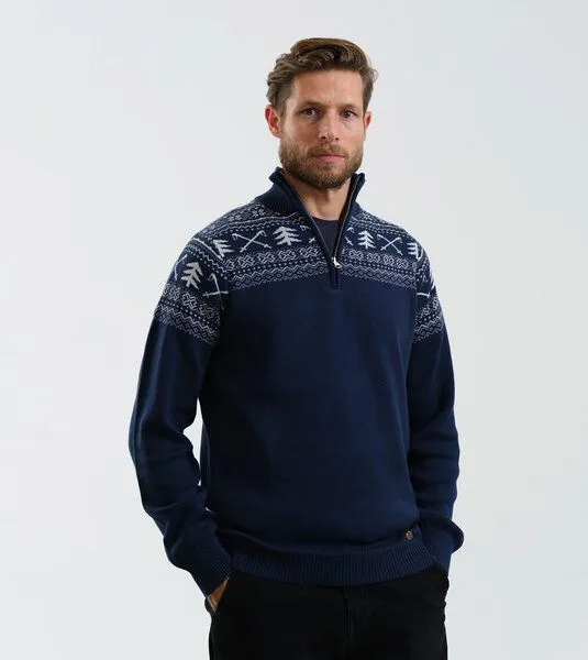 Gary Mash GARY MASH Herren-Stricktroyer Keene aus Biobaumwolle, Blau, – Produktbild 1 von 4