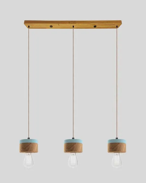 ALMUT von Wildheim ALMUT von Wildheim 3er Pendelleuchte aus Eichenholz Pastelltöne, Pastellblau, – Produktbild 2 von 4