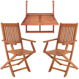 Casaria® Balkonhängetisch inkl 2 Stühle 3-tlg Akazienholz FSC®-zertifiziert – Produktbild 1 von 1