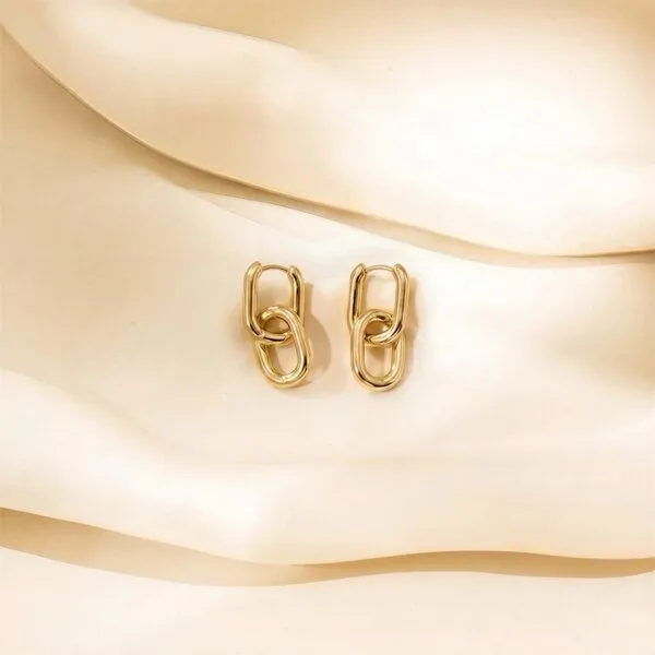 ELEKTROPULLI Elektropulli Mini Oval Creolen mit abnehmbaren Oval Anhänger ca. 25mm x 10mm x 2,5mm, Gold, – Produktbild 1 von 1