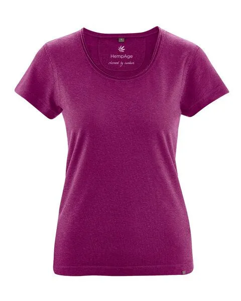 HempAge HempAge Damen T-Shirt mit Rollsaum Hanf/Bio-Baumwolle, Berry(lila), – Produktbild 1 von 3