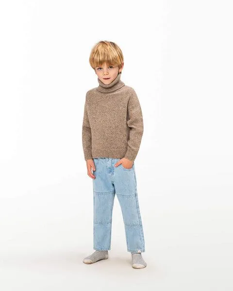 MATONA Matona Klassischer Rollkragenpullover für Kinder aus recycelter Wolle / Turtleneck Sweater, Pebble, – Produktbild 3 von 4