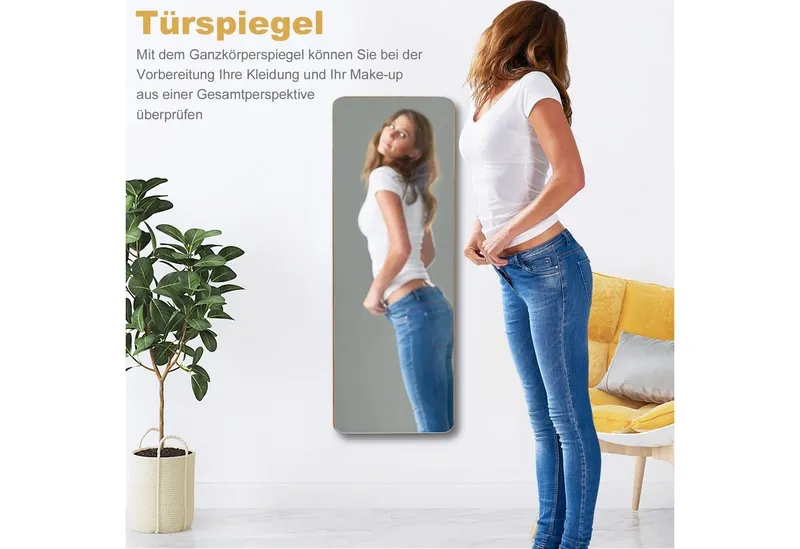 COSTWAY COSTWAY Wandspiegel Ganzkörperspiegel, mit 2 Haken, 100cm x 35cm – Produktbild 3 von 5