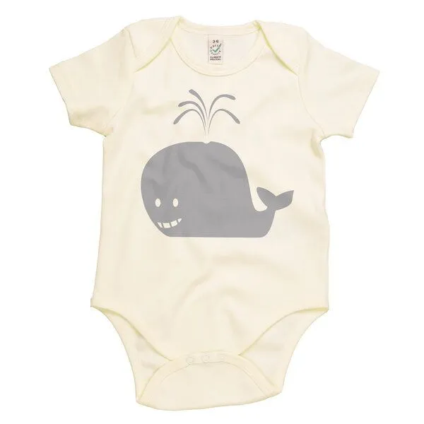 HANDGEDRUCKT HANDGEDRUCKT "Wal" Baby Body, Natur, – Produktbild 1 von 4