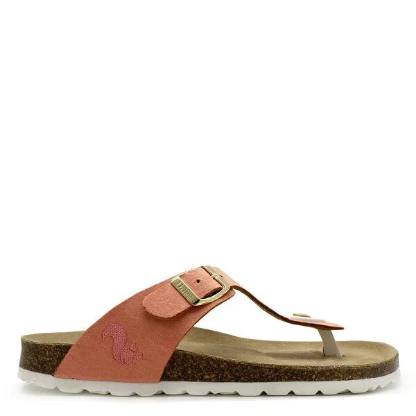 thies Vegane thies ® Rec Bio Thong Sandale aus rec. PES mit Kork-Tieffussbett, Salmon, – Produktbild 1 von 4