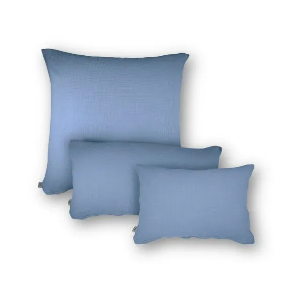 Hutch&Putch Hutch&Putch Musselin Kopfkissenbezug - Kissenhülle - 100% Bio-Baumwolle - Handmade in Germany und Europa, Dusty blue, – Produktbild 3 von 3