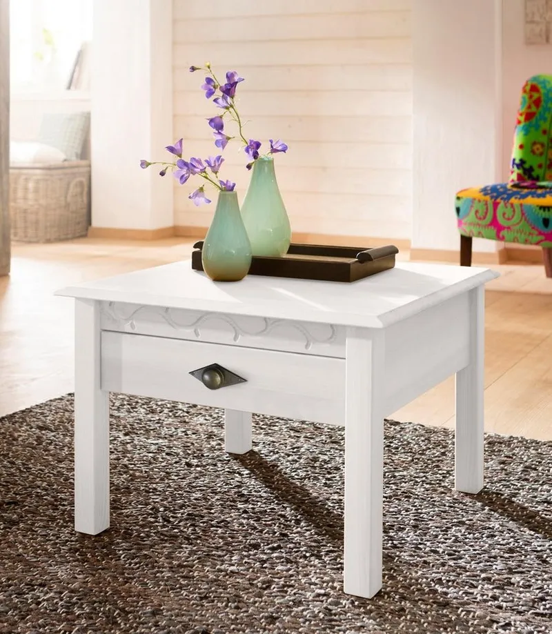 OTTO home Couchtisch Laura (Couchtisch, Wohnzimmertisch, OTTOs Choice), 60/60 cm, mit einer Schublade, zusätzlicher Stauraum, Weiß, – Produktbild 2 von 4