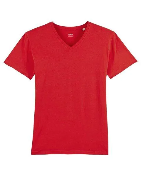 YTWOO YTWOO Männer Bio T-Shirt mit V-Ausschnitt, nachhaltig & fair hergestellt, Rot, – Produktbild 4 von 4