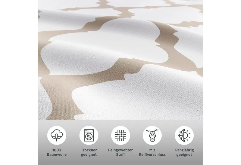 OTTO home Wendebettwäsche Alba in Gr. 135x200 oder 155x220 cm, Renforcé, 2 teilig, Bettwäsche mit Wendeoptik, in verschiedenen Qualitäten, Baumwolle, Beige, – Produktbild 3 von 5