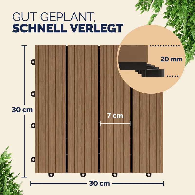 Casaria® WPC Fliesen 66er-Set Klassik Terrakotta - 30x30cm – Produktbild 2 von 2