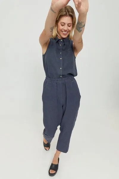 Mazine Mazine Leinen Hose - Ruthilda Pants - aus Leinen, Blau (ink blue), – Produktbild 3 von 4