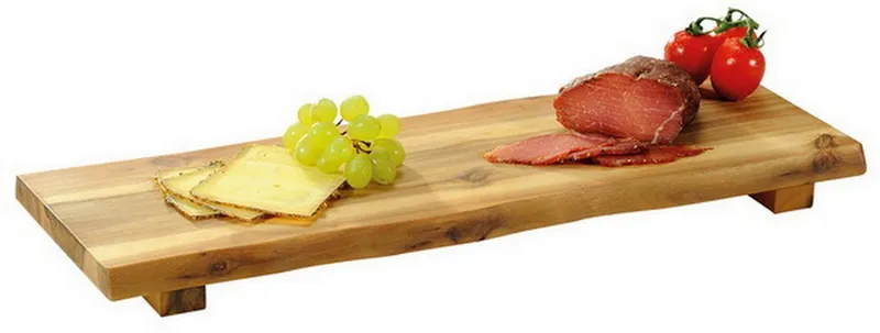 Kesper Kesper Servierbrett Schneidebrett, Akzienholzbrett, Dekoschneidebrett, (Maße: 53 cm x 19 cm x 4 cm hoch inklusive Standleisten), mit Füßen, schmal, besonders messerschonend – Produktbild 1 von 1